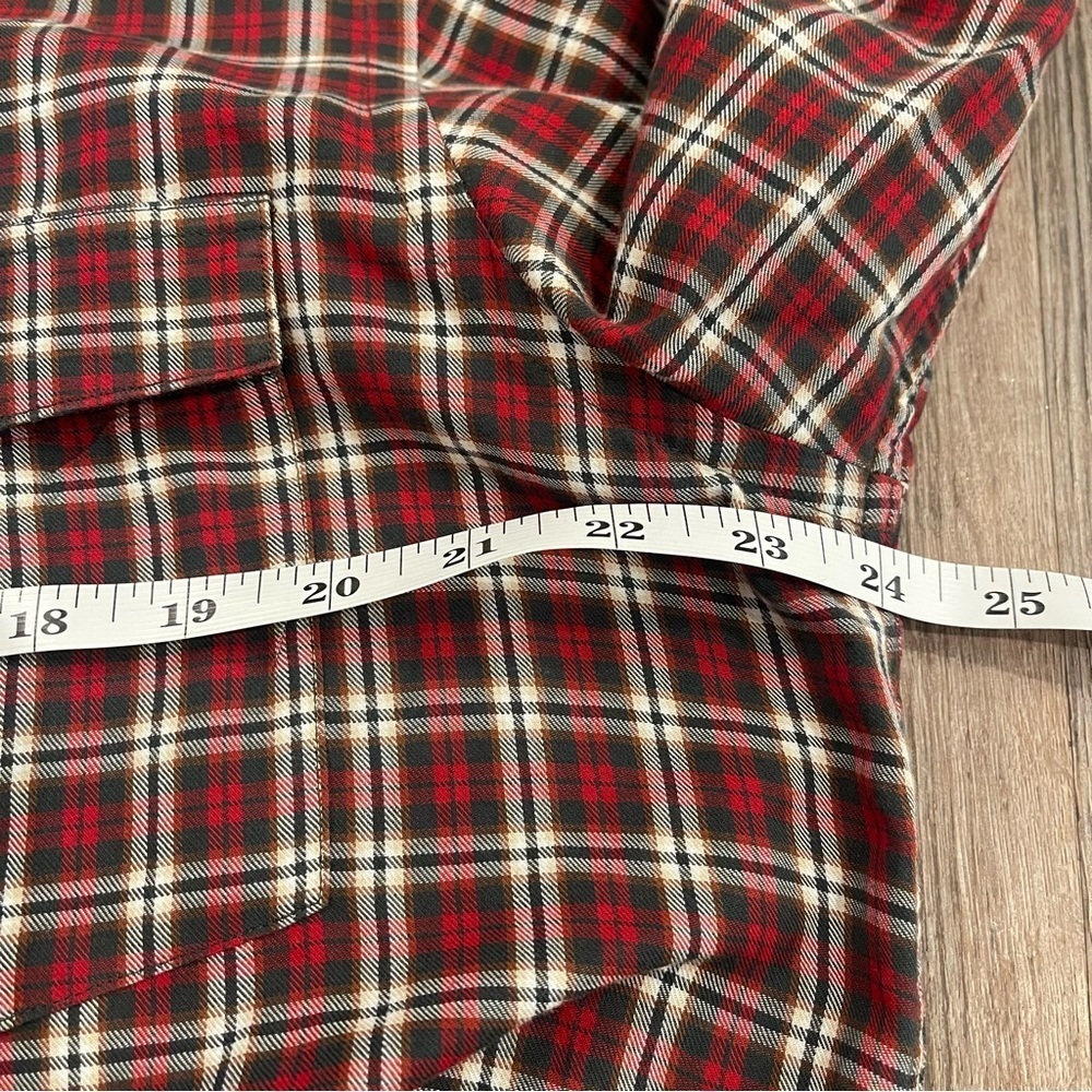 King Ranch Two Pocket Button Up Shirt Men’s Med Red Plaid Cowboy Western Cotton - Picture 9 of 11